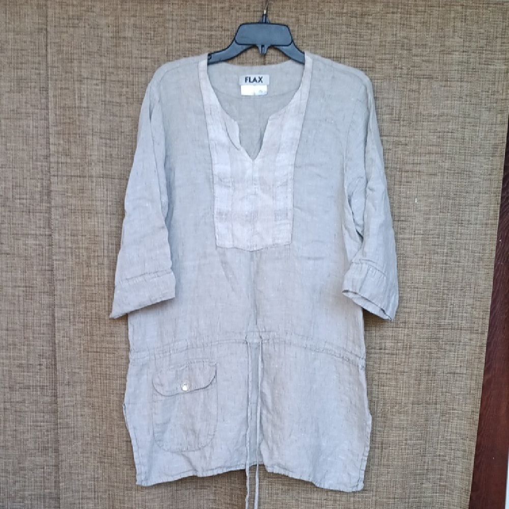 Flax Gray Linen Tunic Top Color Flax Grey